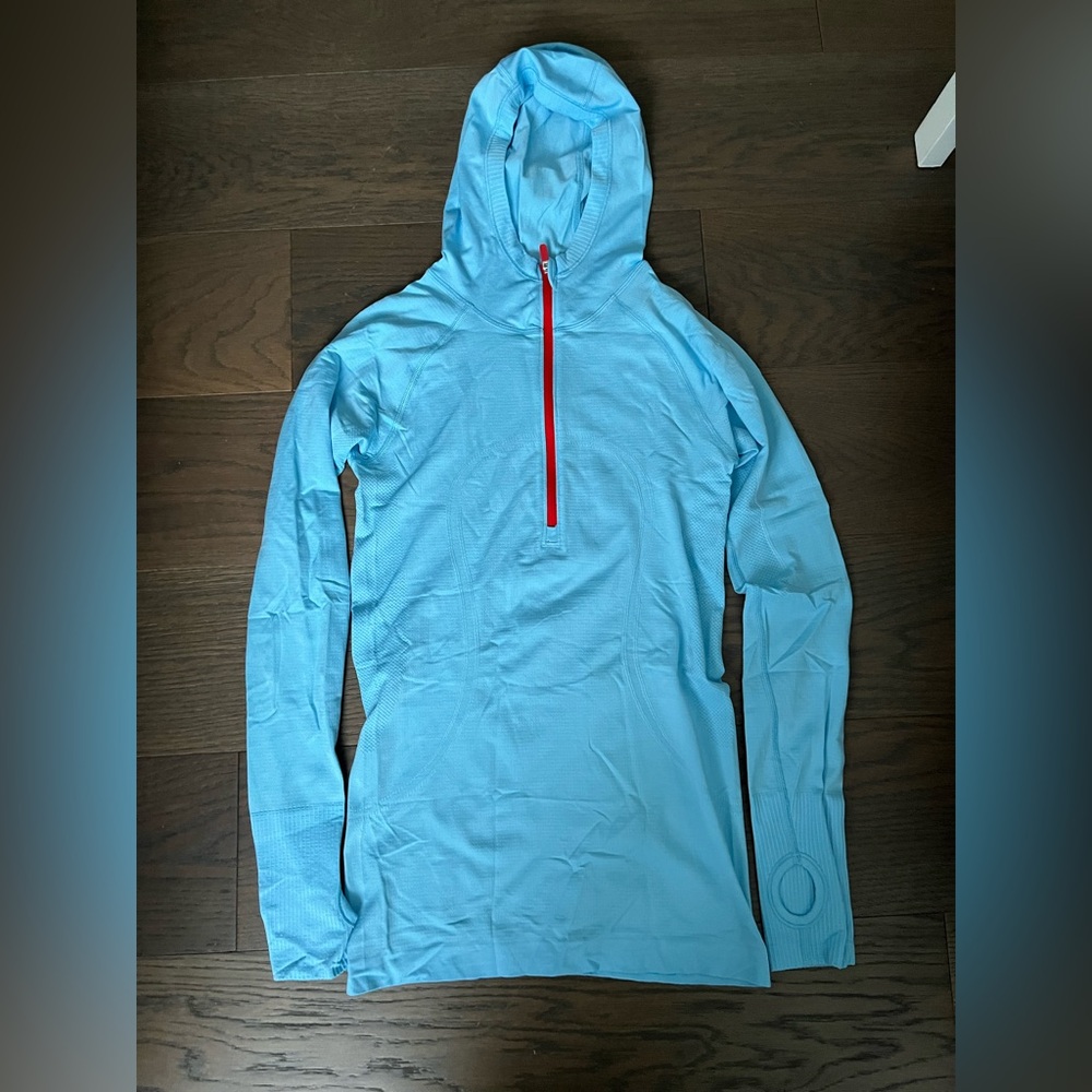 Rare Lululemon Sea Wheeze Swiftly Hooded 1/2 zip long sleeve Shirt